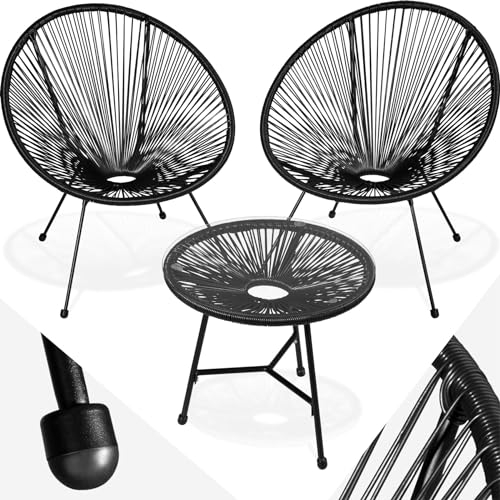 TecTake® Ensemble Table et Chaises Acapulco Salon de Jardin Exterieur Table de Bistrot Bar, Structure en Acier lâqué époxy, Mobilier de Jardin Amenagement Balcon Terrasse