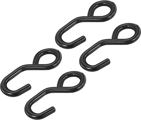 sourcing map Ratchet Strap S Hook 10.3mm Load 3306 Lbs for 1.2 Tie Down Strap Webbing Car Truck Trailer Black Pack of 4