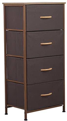 BAKAJI Commode 4 étagères, Meuble Durable, Multicolore, Armoire d'armoire, Tissu Bicolore Polyvalent, mobilier de Bureau, Robuste, Dimensions 97,5 x 46 x 30 cm (Marron)