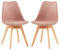 EGGREE Set di 2 Sedie Sala da Pranzo Sedie da Cucina con Gambe in Legno Sedie Ufficio Imbottita in Pelle PU Moderne Design, Rosa Fumé