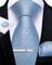 DiBanGu Hellblau Krawatte für Männer Formelle Hochzeit Seiden Blau Krawatte und Einstecktuch Manschettenknöpfe Krawattenklammer Geschenkbox-Set