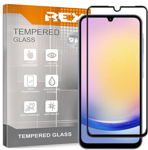 REY Verre Trempé 3D pour Samsung Galaxy A25 5G - A15 4G - A15 5G, Noir, Protecteur d'écran qualité supérieure, Protection Complète, 3D, 4D, 5D