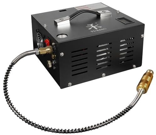 TUXING 4500Psi Pcp Luftkompressor, Eingebauter Stromwandler, Großer Öl-Wasser-Abscheider, Ein-Knopf-Start, Berstscheibe für PCP Gewehr/Pistole und Paintball Tank 220V AC/12V DC