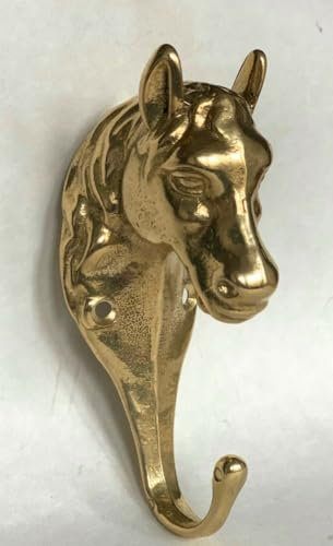 Pintici Wandhaken Garderobenhaken Kleiderhaken Antik Messing Gold Pferdekopf NEU13 cm