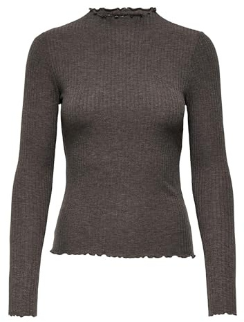 ONLY Damen Onlemma L/S Noos JRS Comfort Fit High Neck Top Mit Femininen Rüschen, Java, XS