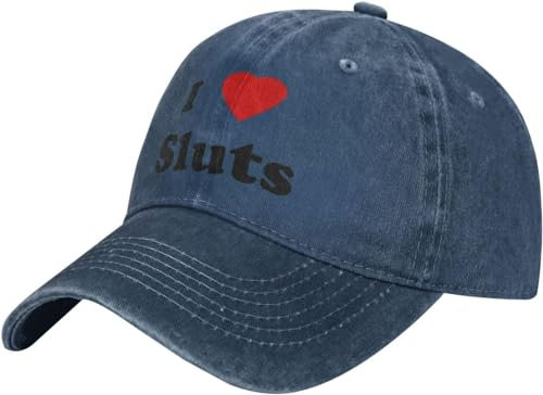 GQWJKSZ Hut I Love Sluts I Love Hot Sluts Cowboyhut Herren Vintage Baseballkappe Damen Trucker Hat Dad Cap Pferdeschwanzhut Schwarz