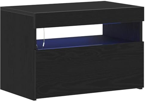 vidaXL Nachttisch Schwarz Eichen-Optik 60 x 35 x 40 cm Holzwerkstoff, Stylischer Nachttisch, kompakte Aufbewahrungslösung, Holz-Möbel, Schlafzimmerdeko, beleuchteter Schrank