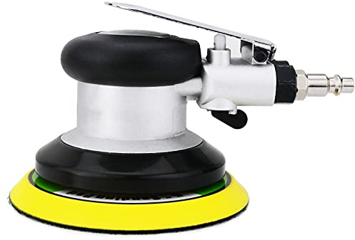 Exzenterschleifer Druckluft 125mm, Mini Polierer Professional Schleifmaschine Set, 10000 U/min (Silber 125mm)