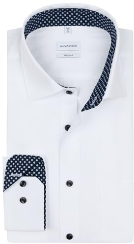 Seidensticker Herren Businesshemd Langarm | Weiß | Regular | Popeline, 100% Baumwolle | New Kent Kragen mit Patch | Verstellbare Manschetten | Kragenweite 47