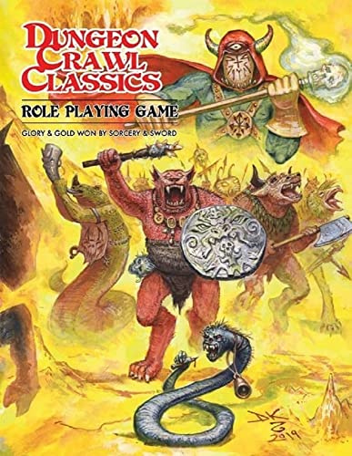 Goodman Games Dungeon Crawl Classics Softcover Beastman Edition: Klassisches Tabletop RPG Regelbuch, Gelb, 14+, Deutsch, 2021