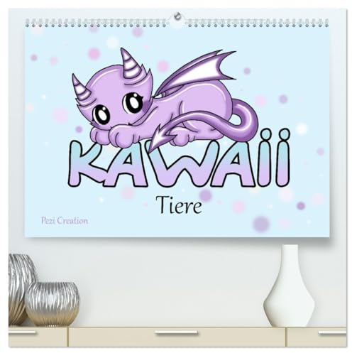 niedliche Kawaii Tiere (hochwertiger Premium Wandkalender 2026 DIN A2 quer), Kunstdruck in Hochglanz: Kleine süße Tiere im Kawaii Zeichenstil. (CALVENDO Orte)