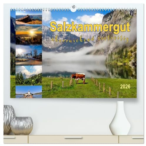 Salzkammergut, überraschend vielseitig (hochwertiger Premium Wandkalender 2026 DIN A2 quer), Kunstdruck in Hochglanz: Das Salzkammergut besticht mit ... Seen und schönen Aussichten. (CALVENDO Orte)