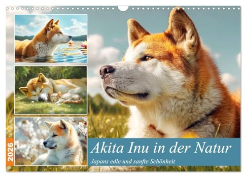 Akita Inu in der Natur. Japans edle und sanfte Schönheit (Wandkalender 2026 DIN A3 quer), CALVENDO Monatskalender: Der Akita Inu in all seiner Ruhe, Kraft und Schönheit (CALVENDO Tiere)