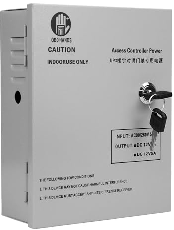 OBO HANDS AC90V/260V 5A Access Control Power Supply Box for Door Locks Backup Battery with Time Delay