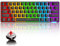 Tastiera meccanica 60% cablata/senza fili Bluetooth 5.0 Dual-mode Tastiera 61 tasti RGB Arcobaleno LED retroilluminato USB Type-C Tastiera da gioco impermeabile Tasti anti-ghosting(interruttore rosso)