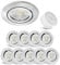 linovum 10er Set LED extra flache Decken Einbauleuchten rund - inkl. LED Modul 4W neutralweiß - Einbauspot Edelstahl Optik schwenkbar