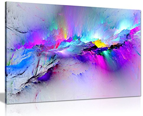 Abstract Blue Canvas Wall Art Framed, Ready to Hang, 12x8 in Watercolour | Large Framed Wall Decor for Living Room Bedroom, Vibrant Modern Painting, Solid Pine Frame, Blue Grey Home Office Artwork