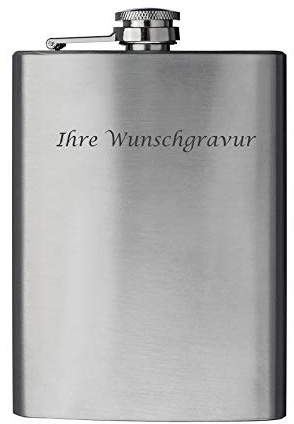 Flachmann mit Gravur / aus Metall / 237ml Fassunsgsvermögen / mit Sicherheits-Drehverschluß
