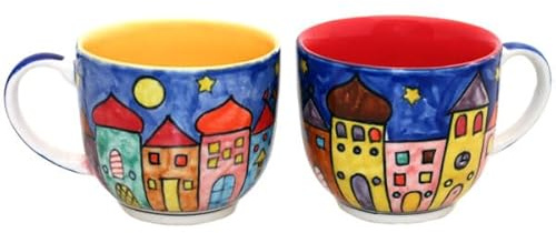 Tasse Kaffeetasse Teetasse Geschirr Keramik Bemalt Bunt set/2 (zufällige Farbwahl, Klein)