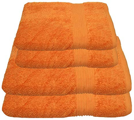 Julie Julsen 4 TLG Handtuchset 2 Badetücher 2 Handtücher Reine Baumwolle über 30 Farben Orange
