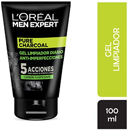 L'ORÉAL Paris Men Expert Reinigungsgel für das Gesicht, Detox Pure Charcoal, angereicherte Formel mit pflanzlicher Kohle, 100 ml, 2 Stück