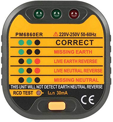Automatische Elektrische Steckdose Tester 50-60Hz RCD Test Function für Home Use PM6860BG DR ER EU Plug