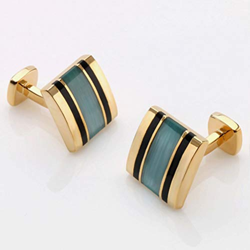 Icufflink Manschettenknöpfe für Herren, Gold's Cat Eye Opal Stripe Kupfer Quadratmeter Französische Manschette Schnalle, Sparkly Geschenk Modisches Shirt Zubehör Für Buchhalter Boss Business Hochzei