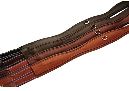 Stübben Leder-Sattelgurt Langgurt Overlay mit beidseitigem Elastikzug - Ebony - 120cm