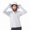 Damen Herren UPF 50+ UV Sonnenschutz Hoodie Zip Down Langarm Wandershirt Outdoor Laufen Angeln, grau, XXL