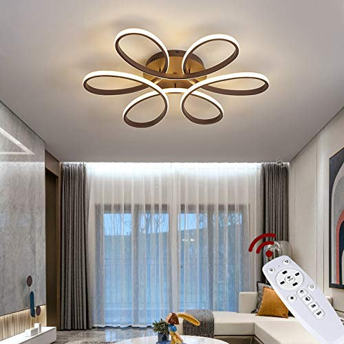 Tonhandisplay LED Deckenlampe XW809K 74cm kaffeefarbe Metallrahmen mit Fernbedienung die Lichtfarbe/Helligkeit einstellbar A+LED Deckenleuchte (XW809K-74cm Kaffee)