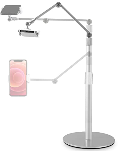 Viozon Tablet Phone Overhead Stand, Height & 360 degree Angle Adjustable, Aluminum C Clamp Desktop Stand, Compatible with 3.5-11 cellphone or tablet such as iPhone iPad Pro Air Mini, Samsung, Nexus