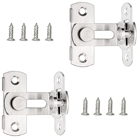 Dtoterul Edelstahl Türschloss 2 Stück Edelstahl Tür Riegel Edelstahl Rechten Winkel Türbeschlag Türriegel 90 Grad Winkel Mit Schrauben Tür Riegel für Fenster Möbel Door Lock