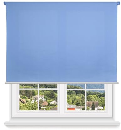 HOME MERCURY - Estor Enrollable translúcido Liso (120x180 cm, Azul)