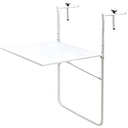 ADASP klapptisch Wand Balkontisch, Außenklapptisch mit Geländer, Esstisch für die Wandmontage, Computertisch, Verstellbarer hängender Bartisch für Terrasse, Garten, Balkon, weiß