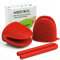MEIJUBOL Oven Gloves Thicken Silicone Pot Holder Heat Resistant Finger Grip Mini Oven Mitts Waterproof Pinch Covers for Baking Cooking BBQ Grilling with Oven Rack Protector Red