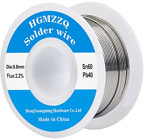HGMZZQ 60/40 Tin Lead Solder Wire with Rosin core for Electrical Soldering 0.031 inch(0.8mm-50g)