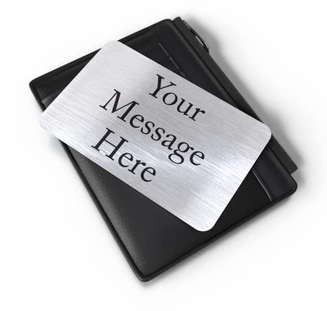 Personalised Aluminium Silver Wallet Photo Insert Card, Metal Photo & Message Waller Purse Card, Sentimental Photo Memory Card Keepsake (Just Text)