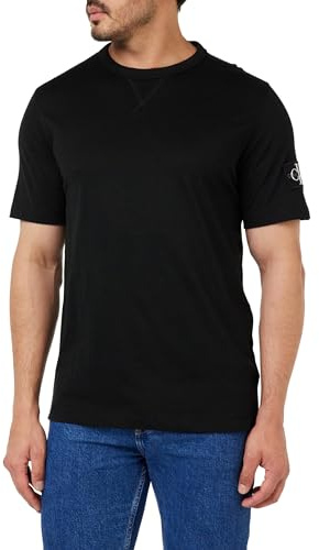 Calvin Klein Herren T-Shirt Kurzarm Regular Tee mit Logo-Badge, Schwarz (Ck Black), XXL