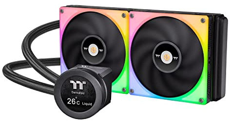 Thermaltake TOUGHLIQUID Ultra 280 RGB CPU Liquid Cooler, AMD(AM5/AM4) Intel(LGA 1700/1200), 2.1 Inch Rotational LCD Display 2000RPM Radiator Fan, TT RGB Plus 2.0. Software, CL-W371-PL14SW-A,Black