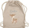 Turnbeutel Rucksack - Süßes Reh mit Namen personalisiert I - Unisize - Naturweiß - kita beutel kindergartenrucksack rehkitz name stoffbeutel turnsackerl kindergarten