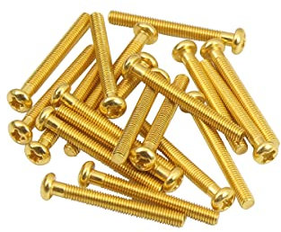 FLEOR 3 x 25,5 mm filettatura Humbucker Pickup viti testa rotonda viti per chitarra Humbucker Pickup montaggio, oro (20 pezzi)