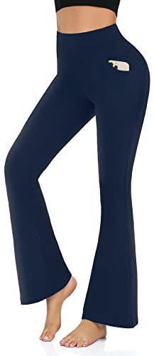 Damen Bootcut Yogahose - Flare Leggings für Frauen Hohe Taille Crossover Workout Lounge Glocke Bottom Jazz Kleid Hose