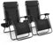 KEPLIN Set of 2 XXL Premium Heavy Duty Padded Zero Gravity Chairs - Luxurious Garden Recliners, Adjustable Headrest, Cup & Phone Holder, Foldable, Easy to Clean Patio Sun Loungers(Black)