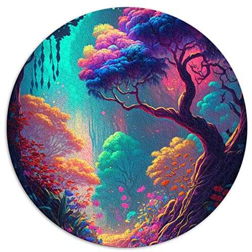 für Erwachsene 1000 Teile Puzzle Fantasy World Wald Rundpuzzle für Erwachsene & Kinder Kartonpuzzles Puzzle - Herausforderndes Spiel (Größe 67,5 x 67,5 cm)