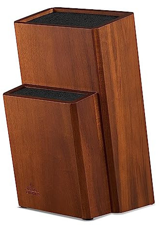 Universal Knife Block Without Knives, Acacia Wood Countertop Knife Holder