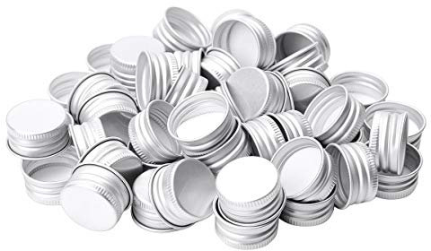KEMTAT Lot de 50 petits bouchons filetés en aluminium de qualité supérieure pour bouteilles en verre borosilicate (argent, 24 mm)