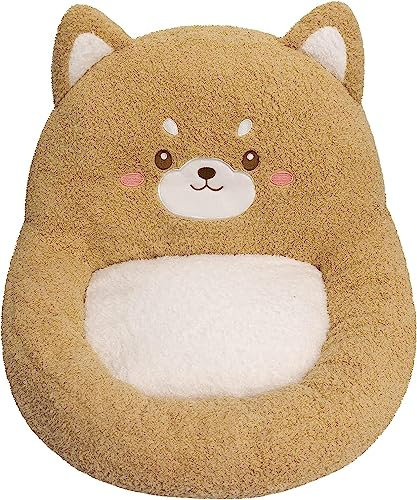 IDAHSOR Cute Gaming Chair Cushion,Kawaii Indoor Seat Cushions for Office Chair,Lazy Sofa Office Floor Seat Pads,Comfy Plush Pillows for Butt with Non-Slip Backing for Butt (Tan Shiba Inu)