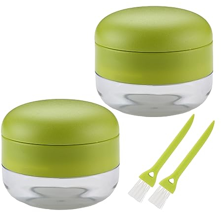 DOSMAMZ 2PCS Garlic Presses, Garlic Chopper, Stainless Steel Blades Cutter, Crusher, Mincer, and Storage Container - Includes 2PCS mini Brushes - Suitable for both Home and Camping – (Green)
