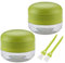 DOSMAMZ 2PCS Garlic Presses, Garlic Chopper, Stainless Steel Blades Cutter, Crusher, Mincer, and Storage Container - Includes 2PCS mini Brushes - Suitable for both Home and Camping – (Green)