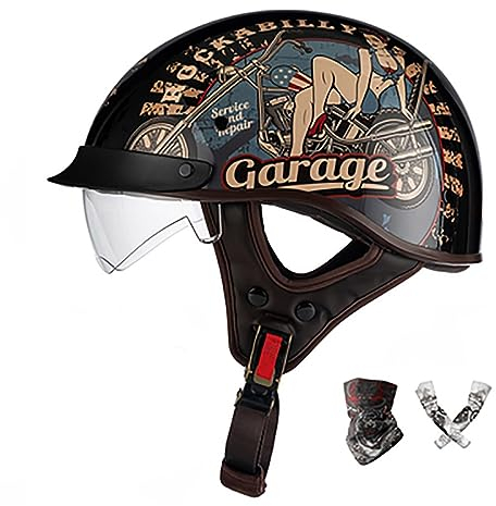 Casco Scodella Casco Scodella Omologato Casco Approvato ECE Moto Mezza Casco Moto Cruiser Chopper Casco Motociclista Adulto Casco Moto Scooter per Uomini E Donne